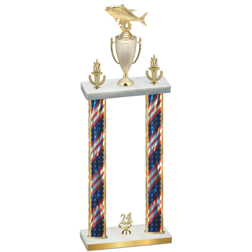 Double Flag USA Year Fishing Trophy