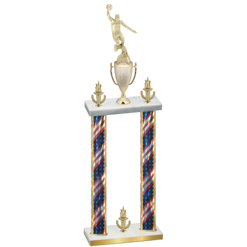 Double Flag USA Victory Basketball Trophy