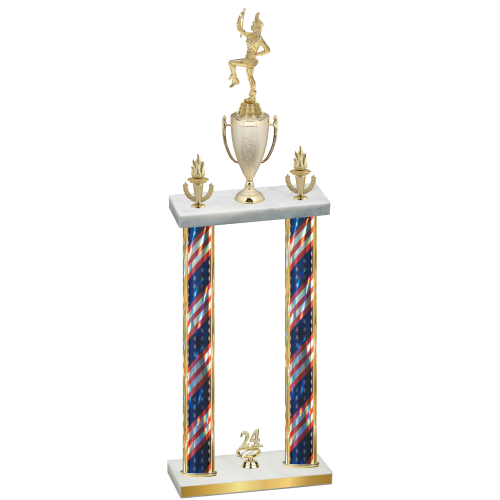 Double Flag USA Year Majorette Trophy