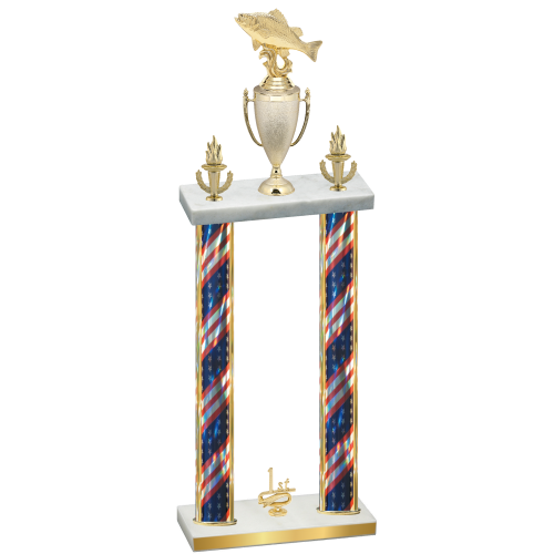 Double Flag USA First Place Fishing Trophy
