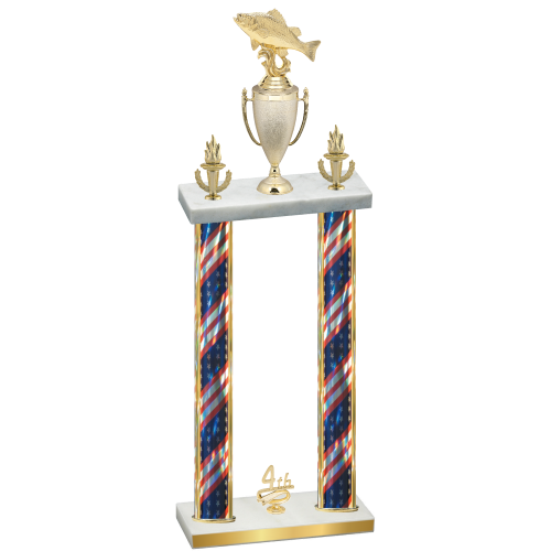 Double Flag USA Fourth Place Fishing Trophy