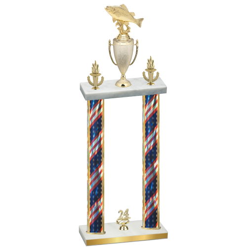 Double Flag USA Year Fishing Trophy