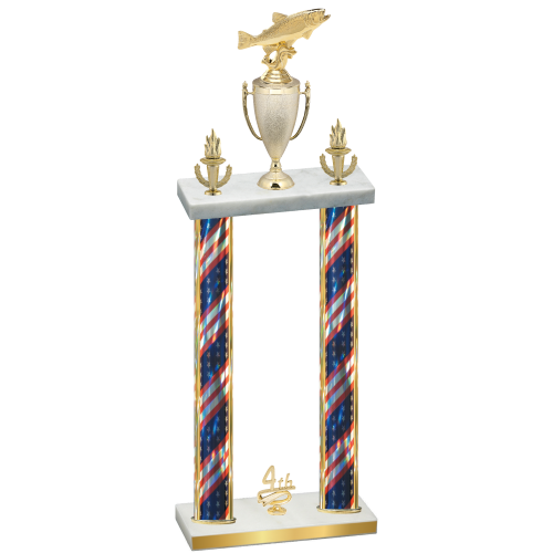 Double Flag USA Fourth Place Fishing Trophy