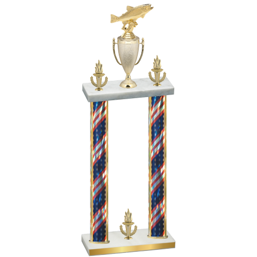 Double Flag USA Victory Fishing Trophy