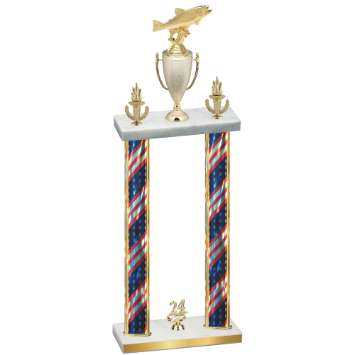 Double Flag USA Year Fishing Trophy