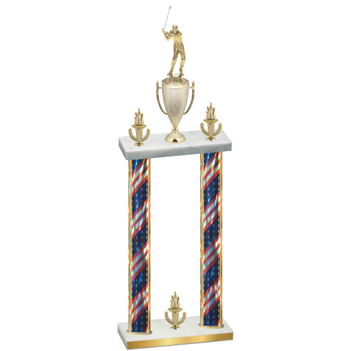 Double Flag USA Victory Golf Trophy