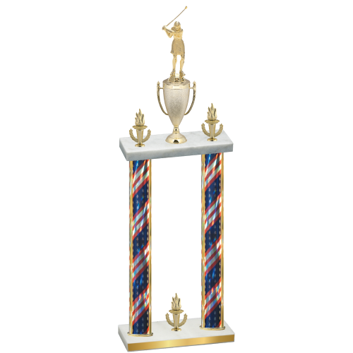 Double Flag USA Victory Golf Trophy