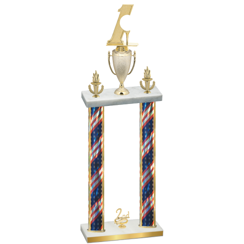 Double Flag USA Second Place Golf Trophy