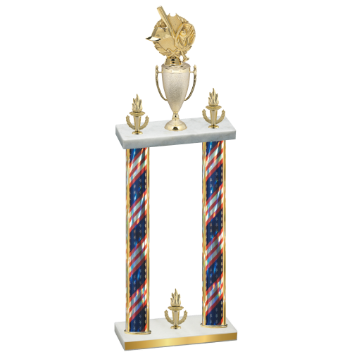 Double Flag USA Victory Baseball Trophy