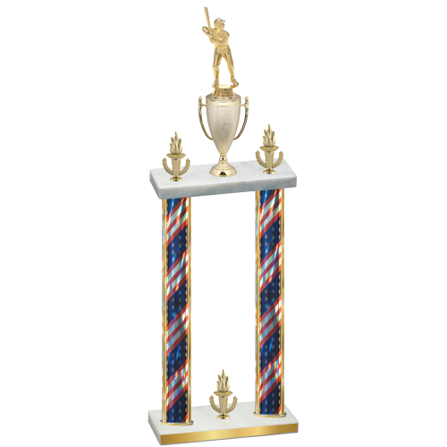 Double Flag USA Victory Baseball Trophy