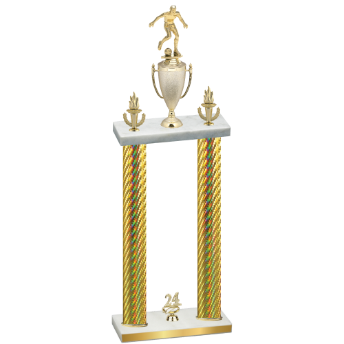 Double Gold Carbon Fiber Year Soccer Trophy