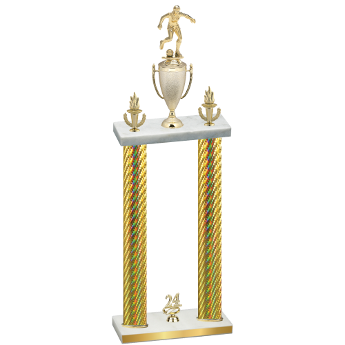 Double Gold Carbon Fiber Year Soccer Trophy