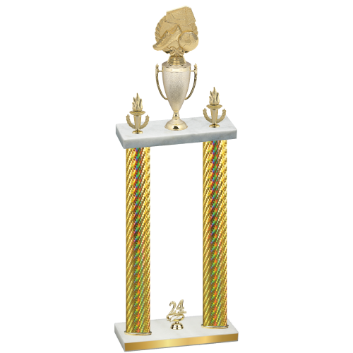 Double Gold Carbon Fiber Year Soccer Trophy