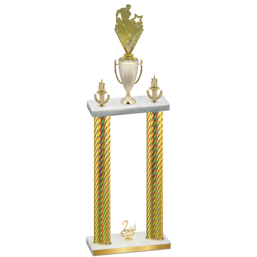 Double Gold Carbon Fiber Second Place Rugby Trophy