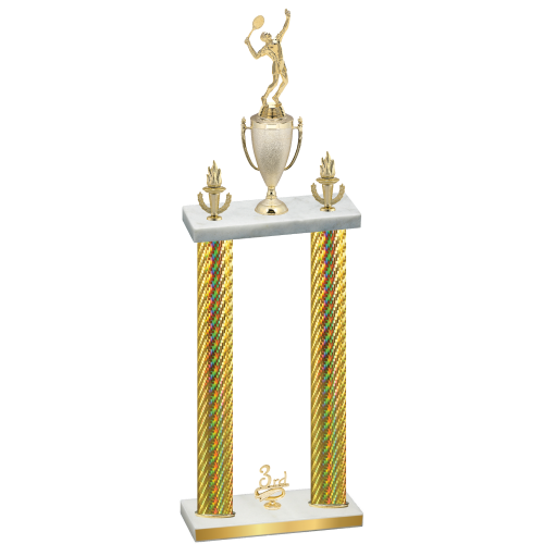 Double Gold Carbon Fiber Third Place Tennis Trophy