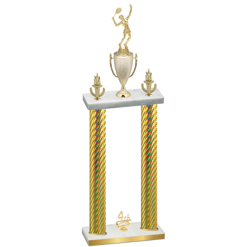 Double Gold Carbon Fiber Fourth Place Tennis Trophy