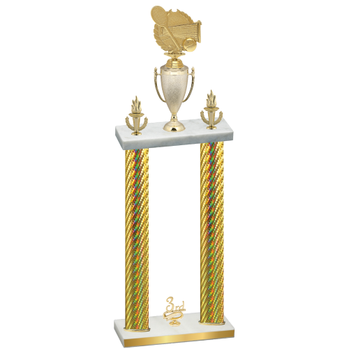 Double Gold Carbon Fiber Third Place Tennis Trophy