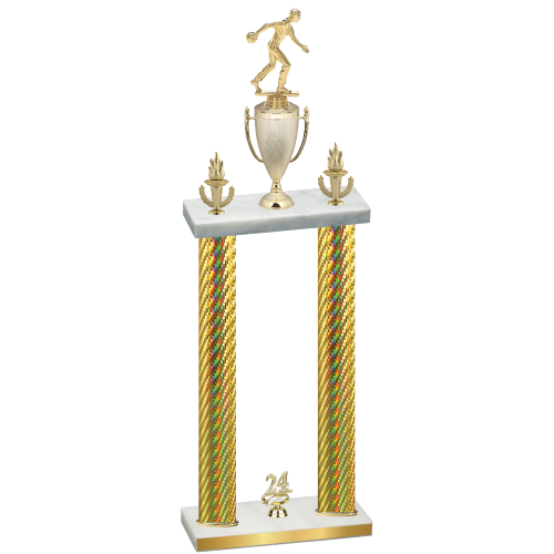 Double Gold Carbon Fiber Year Bowling Trophy