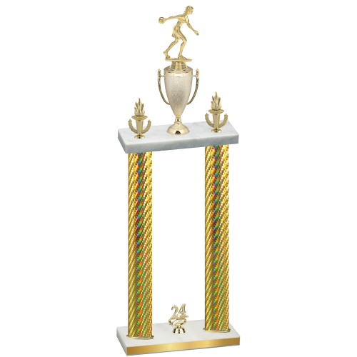 Double Gold Carbon Fiber Year Bowling Trophy