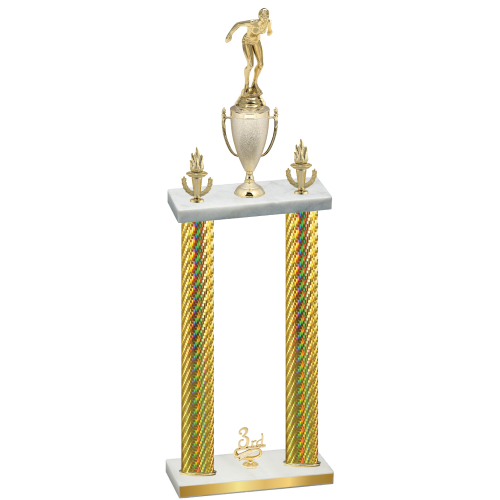Double Gold Carbon Fiber Third Place Tennis Trophy