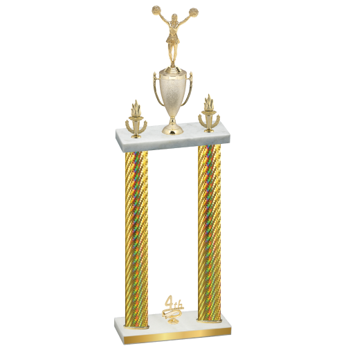 Double Gold Carbon Fiber Fourth Place Cheerleading Trophy