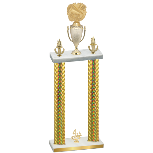 Double Gold Carbon Fiber Fourth Place Cheerleading Trophy