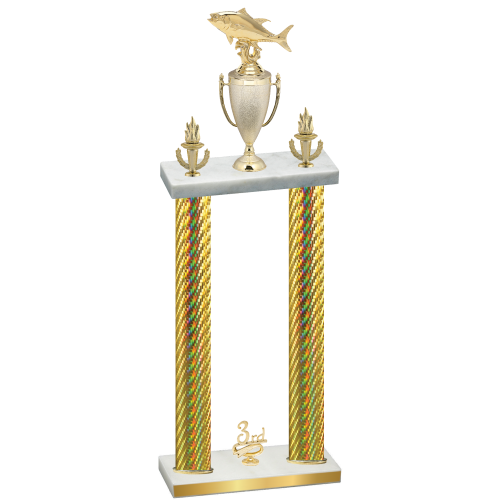 Double Gold Carbon Fiber Third Place Fishing Trophy