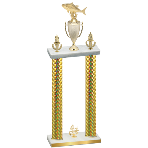 Double Gold Carbon Fiber Fourth Place Fishing Trophy