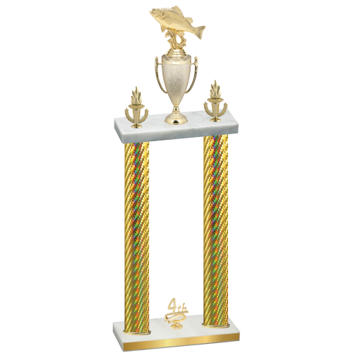 Double Gold Carbon Fiber Fourth Place Fishing Trophy