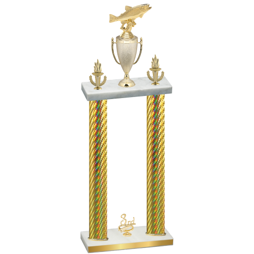 Double Gold Carbon Fiber Third Place Fishing Trophy