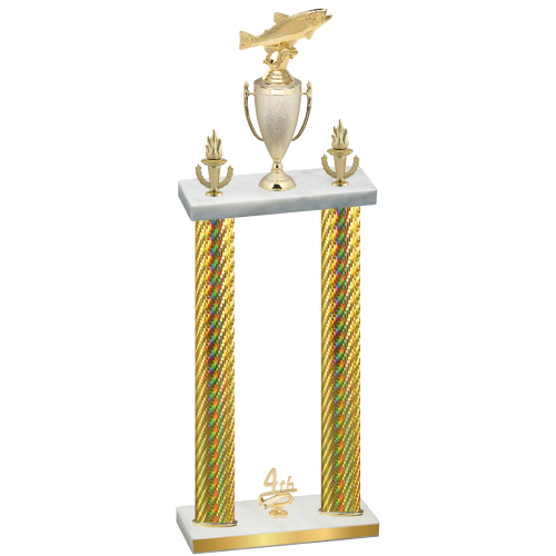 Double Gold Carbon Fiber Fourth Place Fishing Trophy