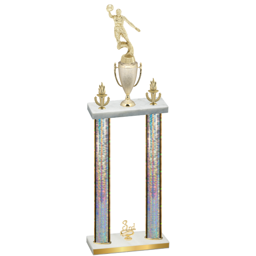 Double Silver Glacier Third Place Basketball Trophy