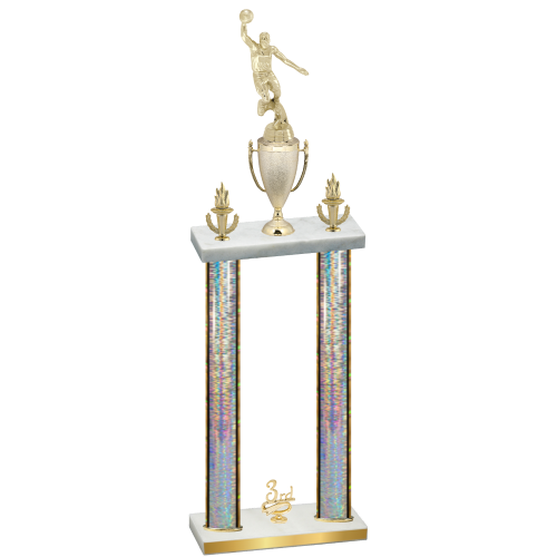 Double Silver Glacier Third Place Basketball Trophy