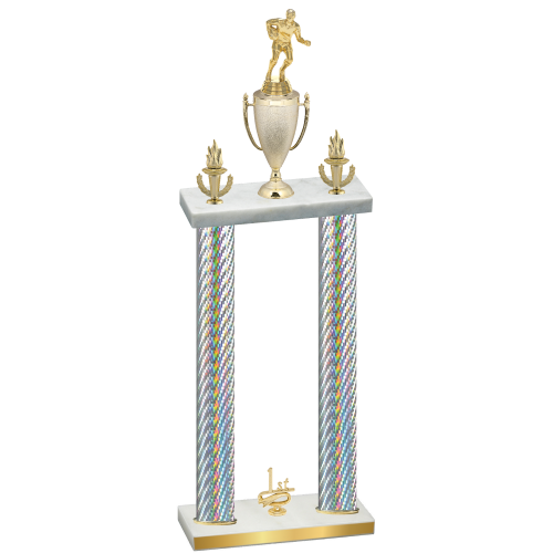 Double Silver Carbon Fiber First Place Rugby Trophy