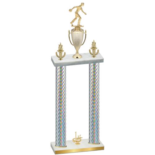 Double Silver Carbon Fiber First Place Bowling Trophy