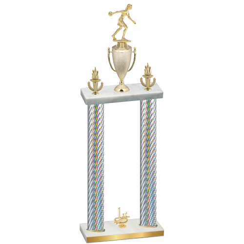 Double Silver Carbon Fiber First Place Bowling Trophy