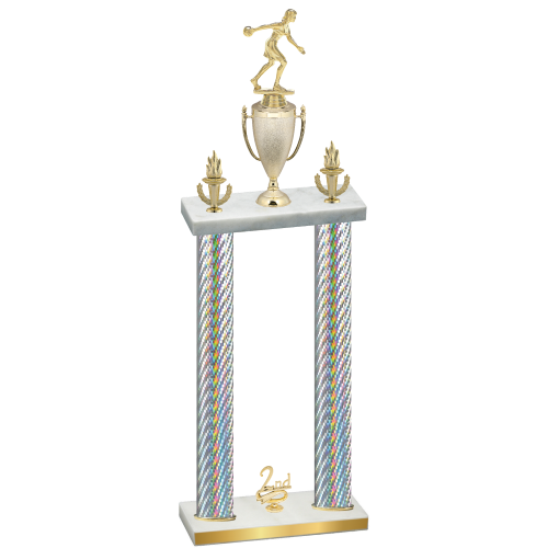 Double Silver Carbon Fiber Second Place Bowling Trophy