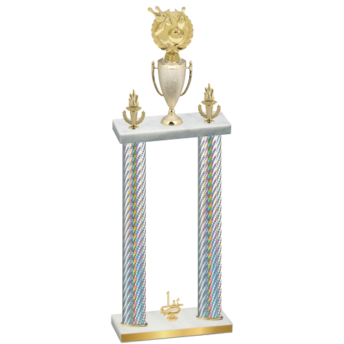 Double Silver Carbon Fiber First Place Bowling Trophy