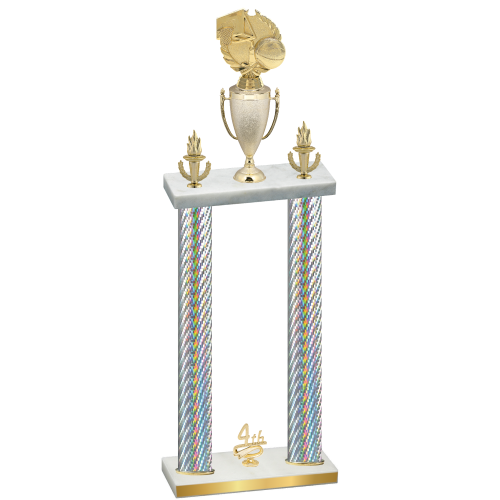 Double Silver Carbon Fiber Fourth Place Basketball Trophy