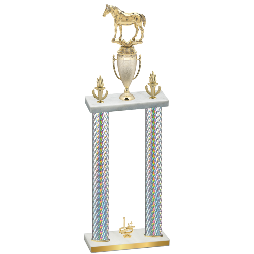 Double Silver Carbon Fiber First Place Horses Trophy