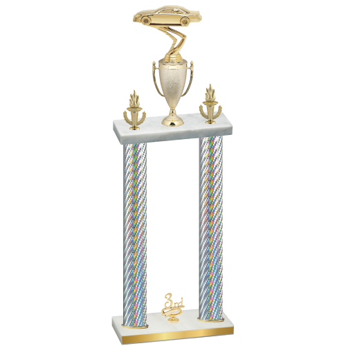 Double Silver Carbon Fiber Third Place Cars Trophy