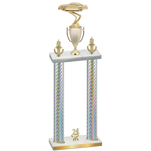 Double Silver Carbon Fiber Year Cars Trophy
