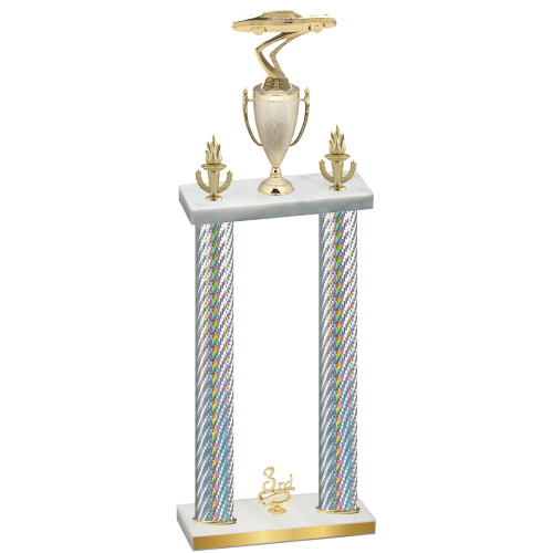 Double Silver Carbon Fiber Third Place Cars Trophy