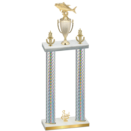 Double Silver Carbon Fiber Third Place Fishing Trophy