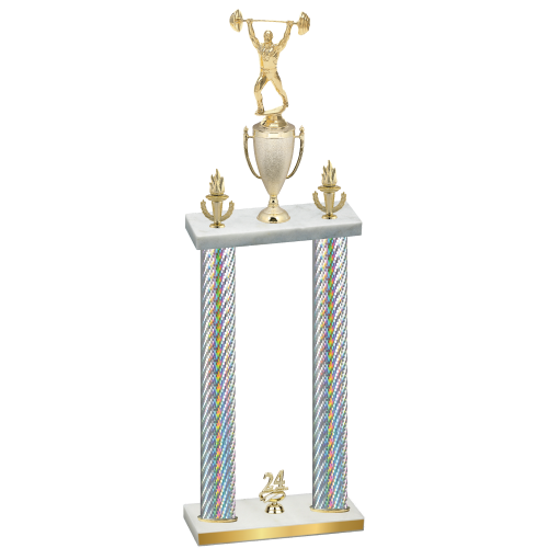 Double Silver Carbon Fiber Year Weights Trophy