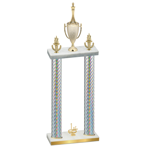 Double Silver Carbon Fiber First Place Chess Trophy