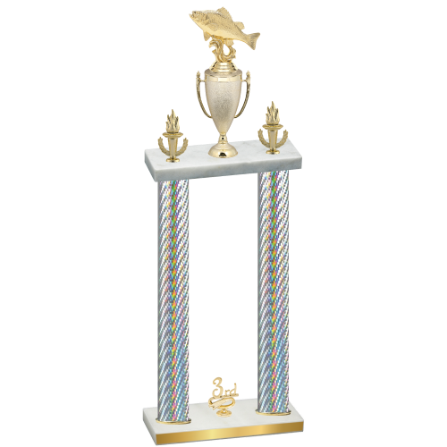 Double Silver Carbon Fiber Third Place Fishing Trophy