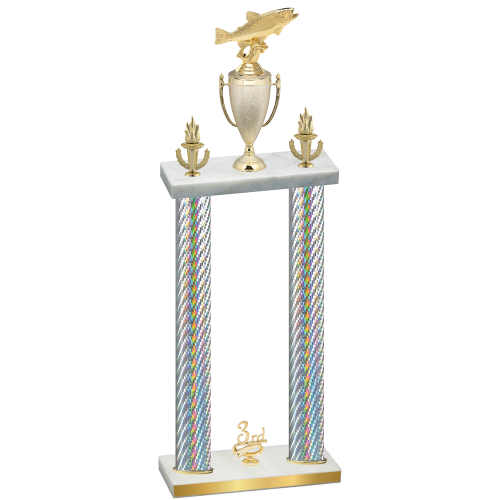 Double Silver Carbon Fiber Third Place Fishing Trophy