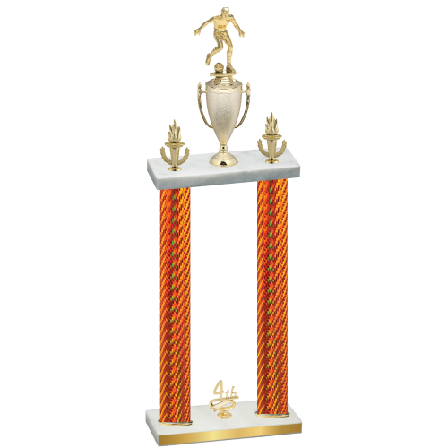 Double Orange Carbon Fiber Fourth Place Soccer Trophy