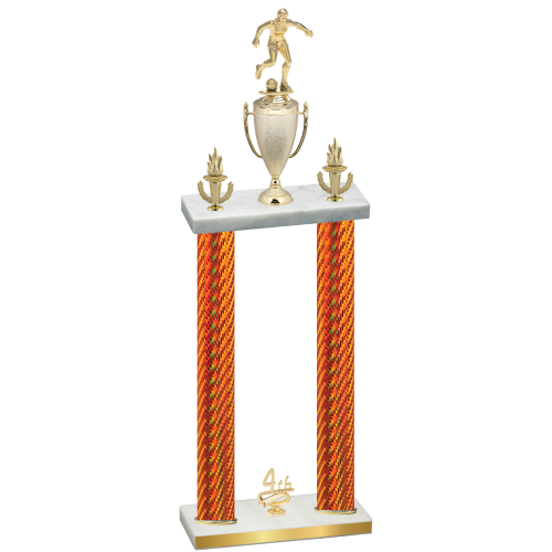 Double Orange Carbon Fiber Fourth Place Soccer Trophy